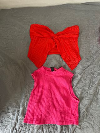 Conjunto 2 Tops Shein Rojo y Rosa