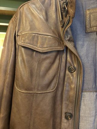 Chaqueta de Piel Massimo Dutti Hombre Marrón