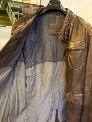 Chaqueta de Piel Massimo Dutti Hombre Marrón