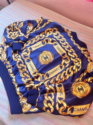Chanel bomber chaqueta vintage retro 80s 90s azul