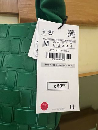 Bolso de piel verde trenzado nuevo