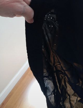 Kimono Seda Bordado Mano Negro  y Blanco