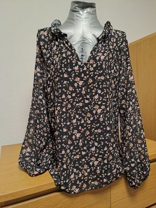 Camisa floral mujer manga larga