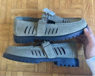 Zapatos Pull&Bear verde oliva estilo vintage