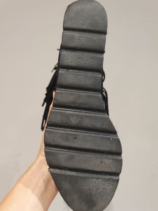 Botín Vidorreta Cuña Esparto Ante Negro Talla 40