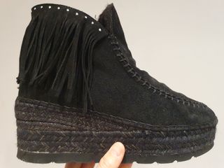 Botín Vidorreta Cuña Esparto Ante Negro Talla 40