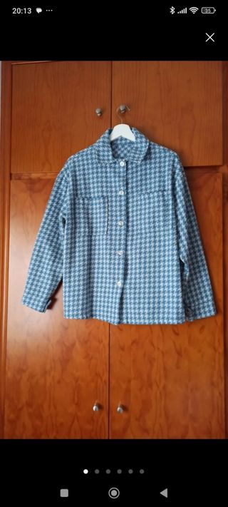 Chaqueta cuadros vichy azul y blanco