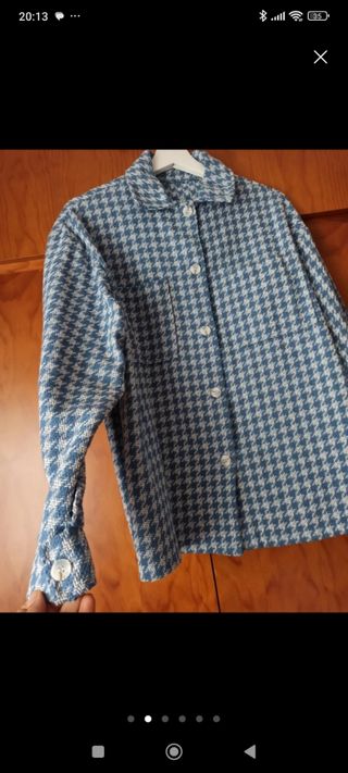 Chaqueta cuadros vichy azul y blanco