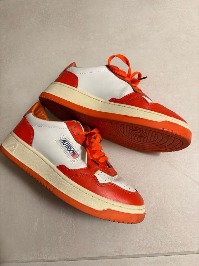 Autry Sneakers Pelle Arancione/Bianco