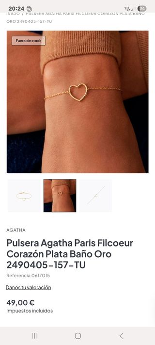 Pulsera de cadena Agatha Paris Corazón Plata