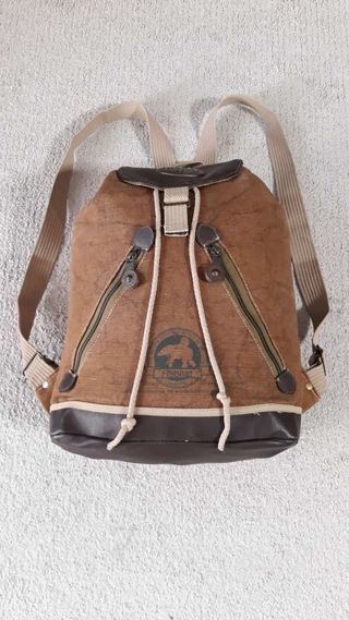 Mochila Lona Vintage Marrón y Beige