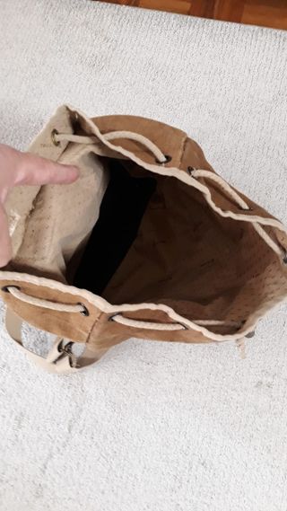 Mochila Lona Vintage Marrón y Beige