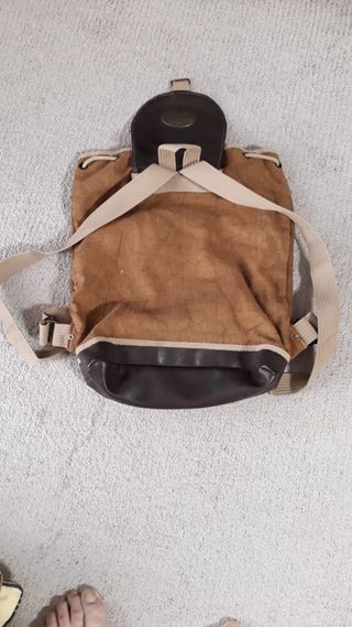 Mochila Lona Vintage Marrón y Beige