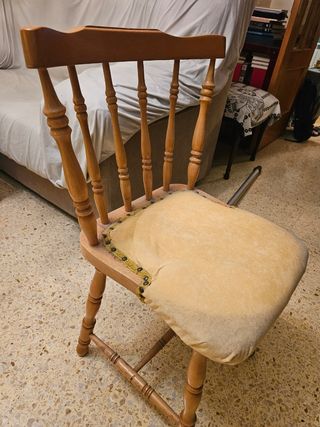 3 Sillas de Comedor Madera y Tela