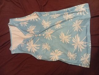 Camiseta Verano Palmeras Azul y Blanca
