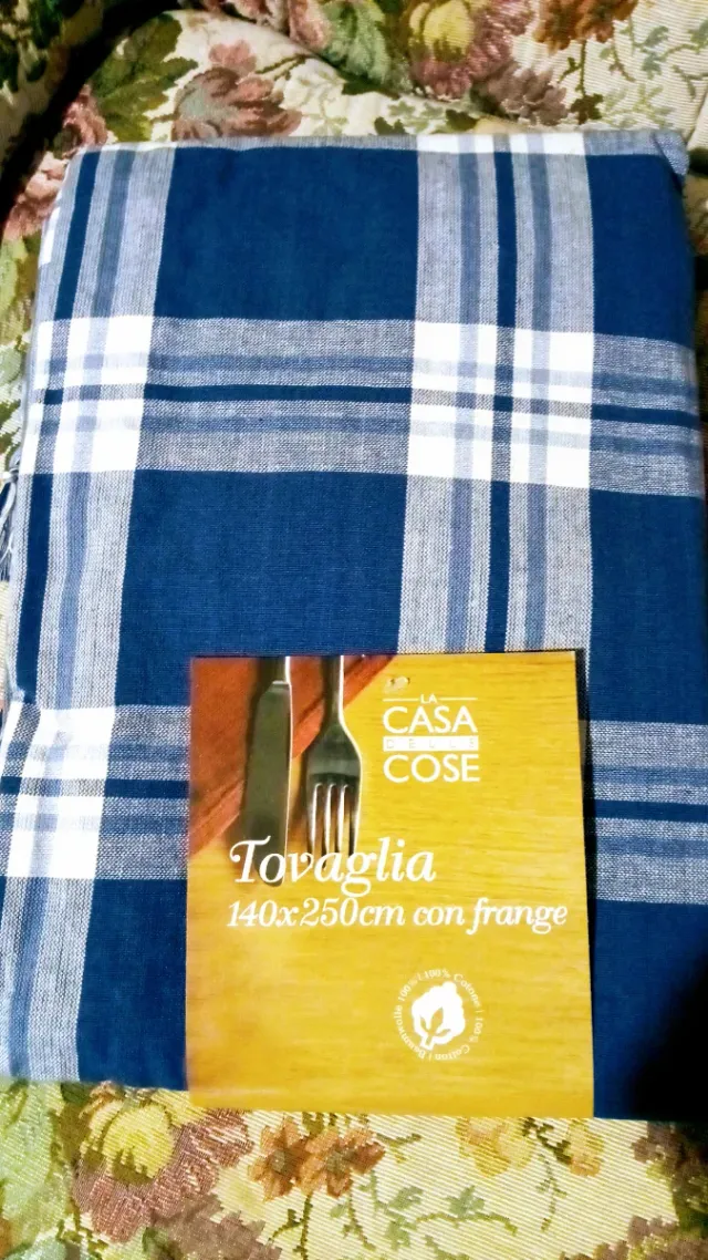 Tovaglia a quadri blu e bianca