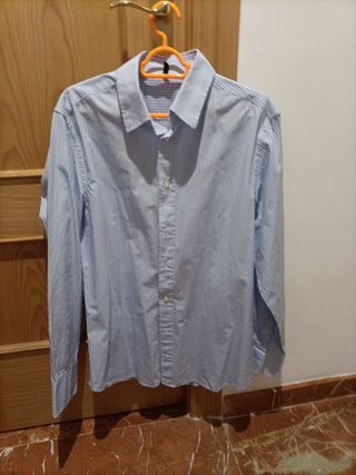 Camisa Benetton Rayas Azul Talla L