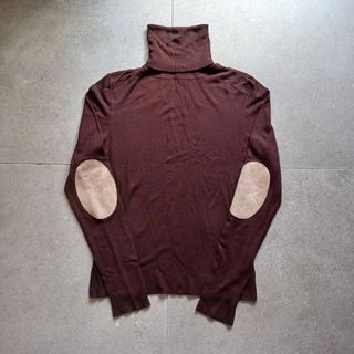 Jersey Zara cuello alto mujer marrón coderas