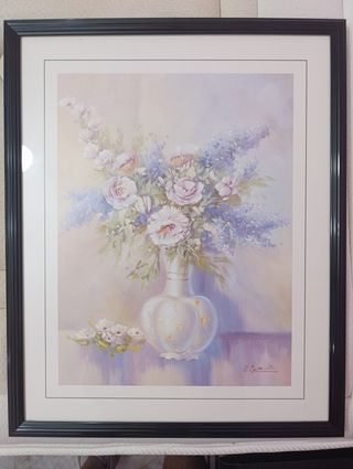 Cuadro de flores pintado a mano