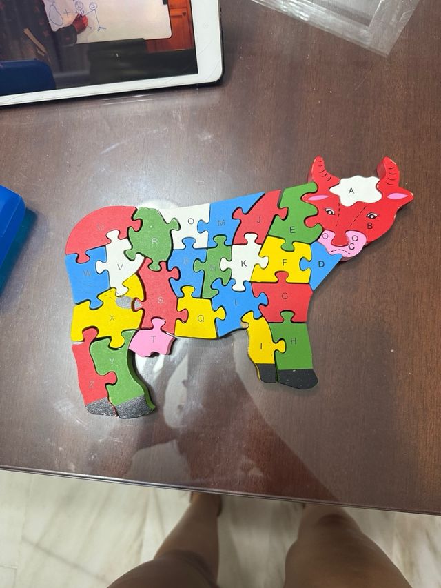 Puzzle Madera Vaca Educativo Letras