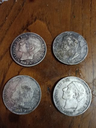 4 Monedas antiguas plata