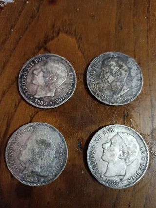 4 Monedas antiguas plata