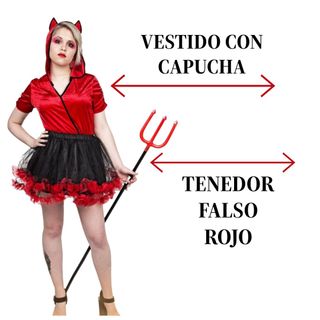 Disfraz Diabla Sexy Vestido con capucha Talla S/M