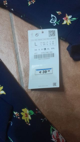 Vestito Zara donna fantasia floreale blu NUOVO