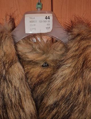 Abrigo Piel Sintética Beige Talla 44