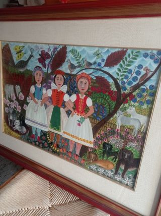 Quadro naif pittura a olio