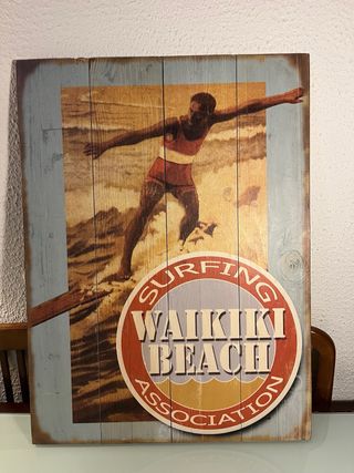 Cuadro Tabla Madera Waikiki Beach