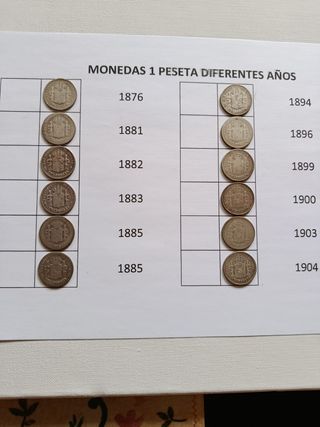 Monedas 1 Peseta Alfonso XII y XIII