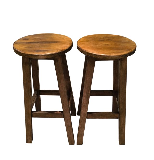 2 Taburetes Altos de Madera con Asiento Giratorio.