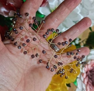 Collar choker cristal facetado oro y morado