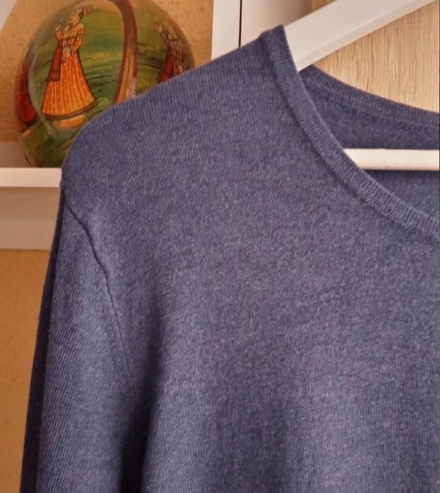 (XL) Jersey azul manga larga de punto