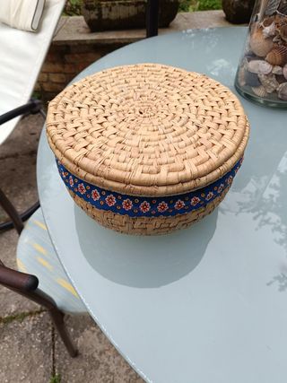 Cestino vimini raffia portaoggetti porta cucito 