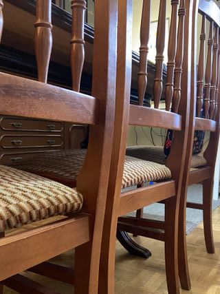 6 Sillas Antiguas Vintage Madera y Tela