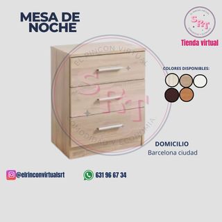 Mesa de Noche Madera Beige/Marrón/Blanco