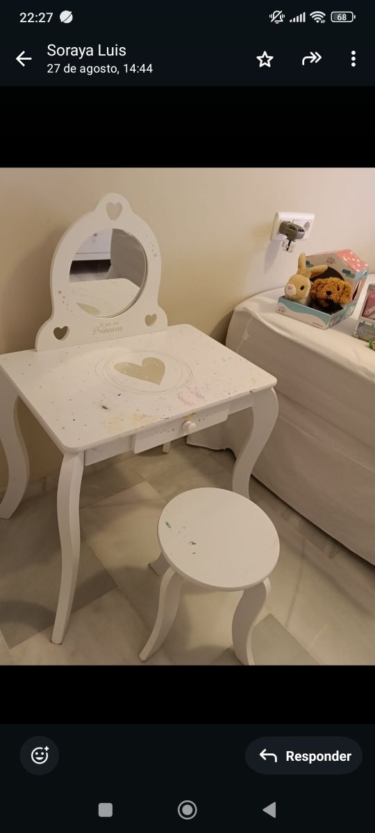 Tocador infantil blanco con espejo