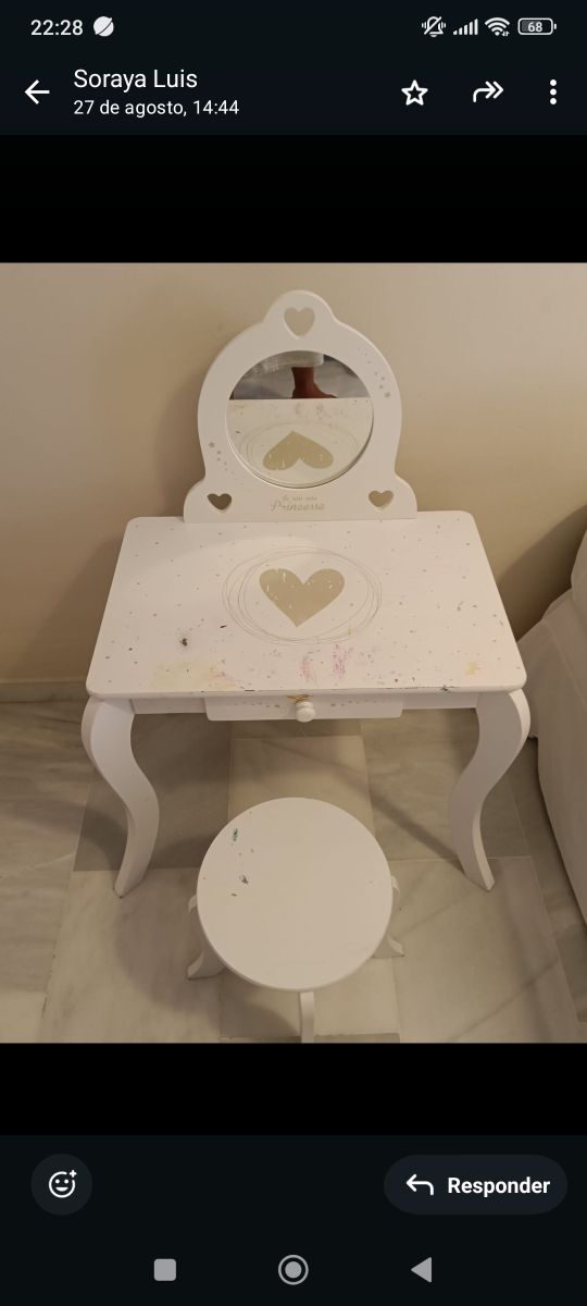 Tocador infantil blanco con espejo