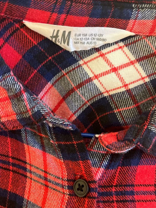 Camisa H&M cuadros roja mujer de segunda mano por 10 EUR en