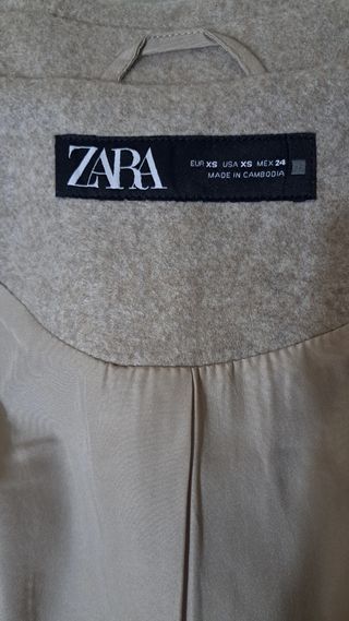 Chaqueta Zara Beige Talla XS Nueva con Etiqueta