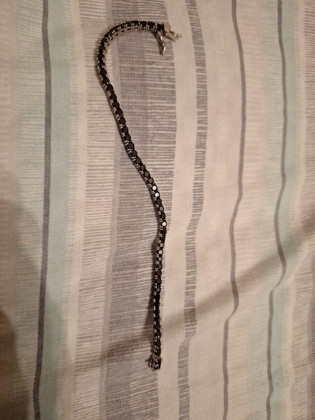 Bracciale tennis argento con zirconi neri