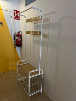 Perchero Metal Blanco y Madera