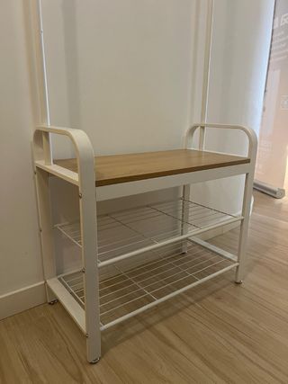 Perchero Metal Blanco y Madera
