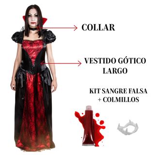 Disfraz Vampira Gótica Adulta Vestido Talla S/M