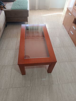 Mesa de centro elevable madera y cristal