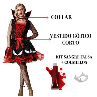 Disfraz Vampiresa Vestido Gótico Mujer Talla S/M