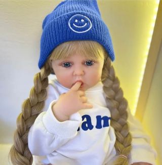 Muñeca Reborn vinilo 60cm Melena Larga Rubia