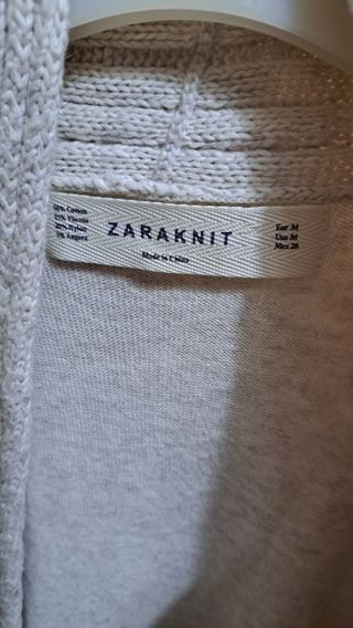 Cardigan Zara Knit Beige Manga Corta Mujer